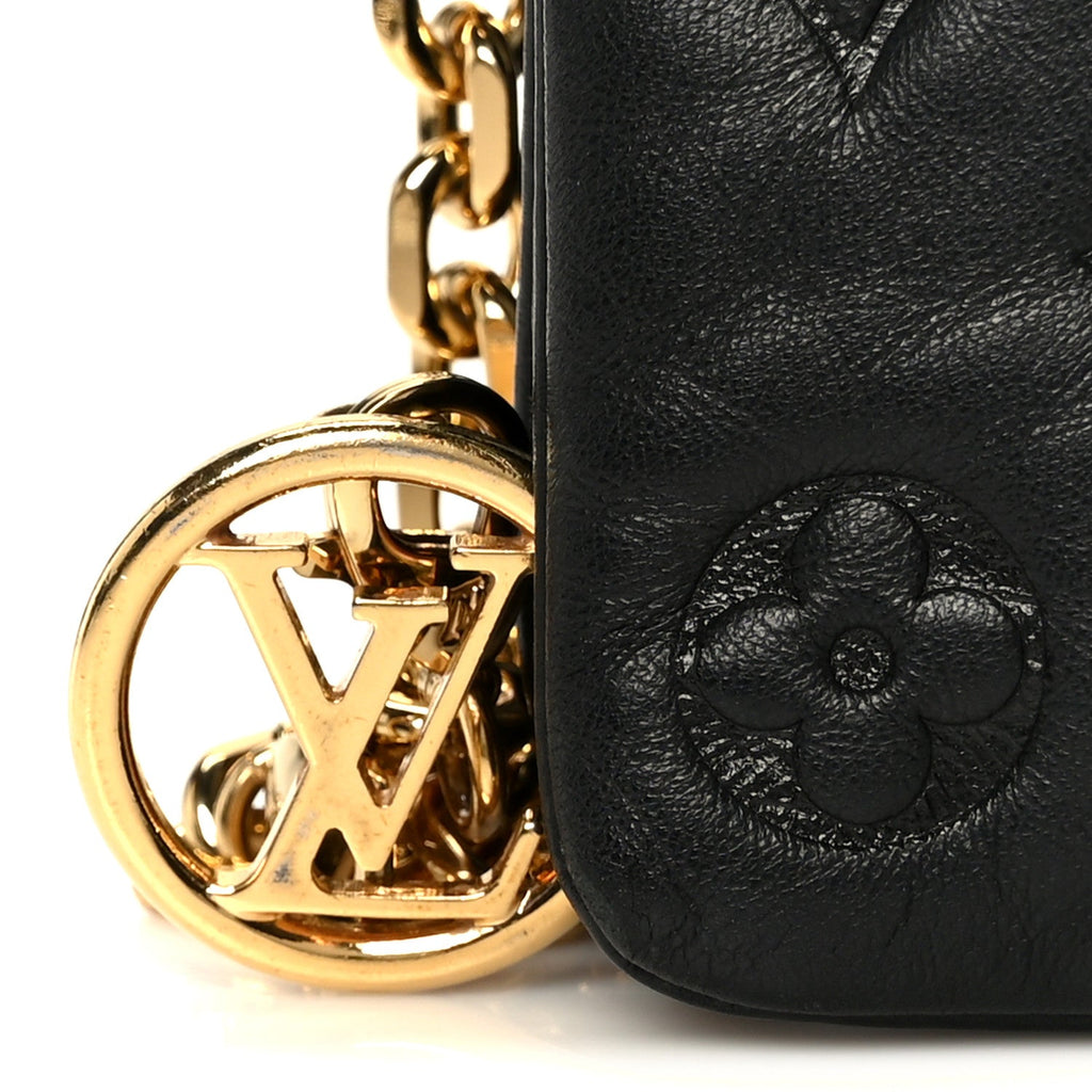 Louis Vuitton Lambskin Embossed Monogram Pochette Coussin Black