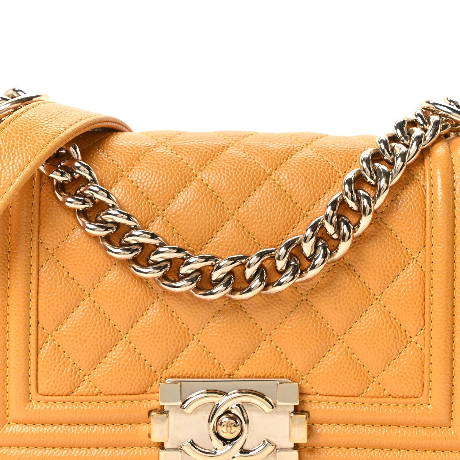 Chanel Caviar Quilted Small Boy Flap Yellow