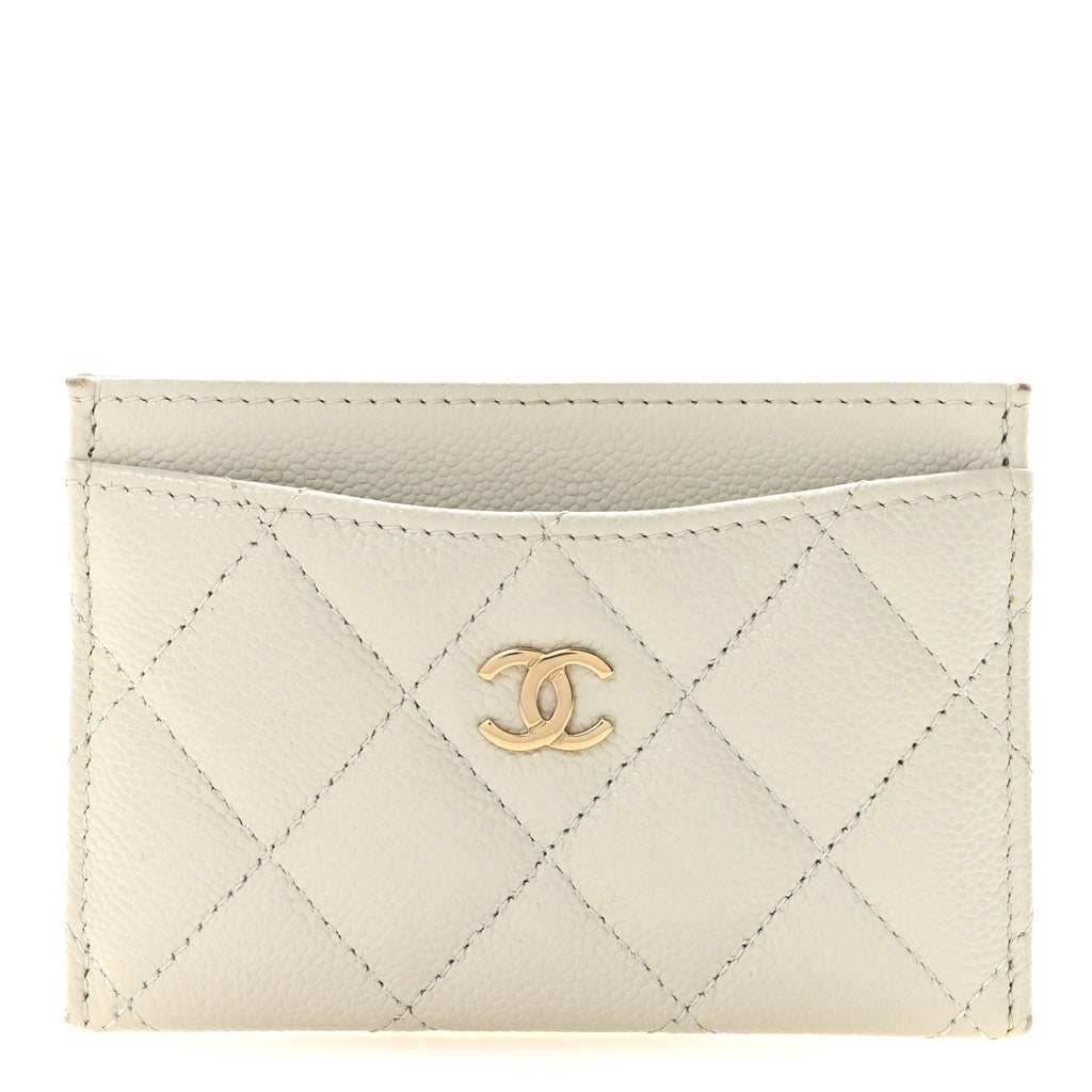 Caviar Quilted Card Holder White