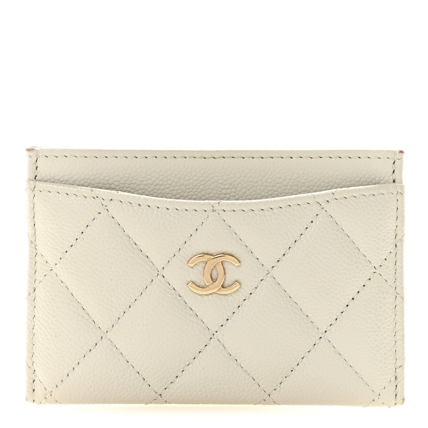 Caviar Quilted Card Holder White