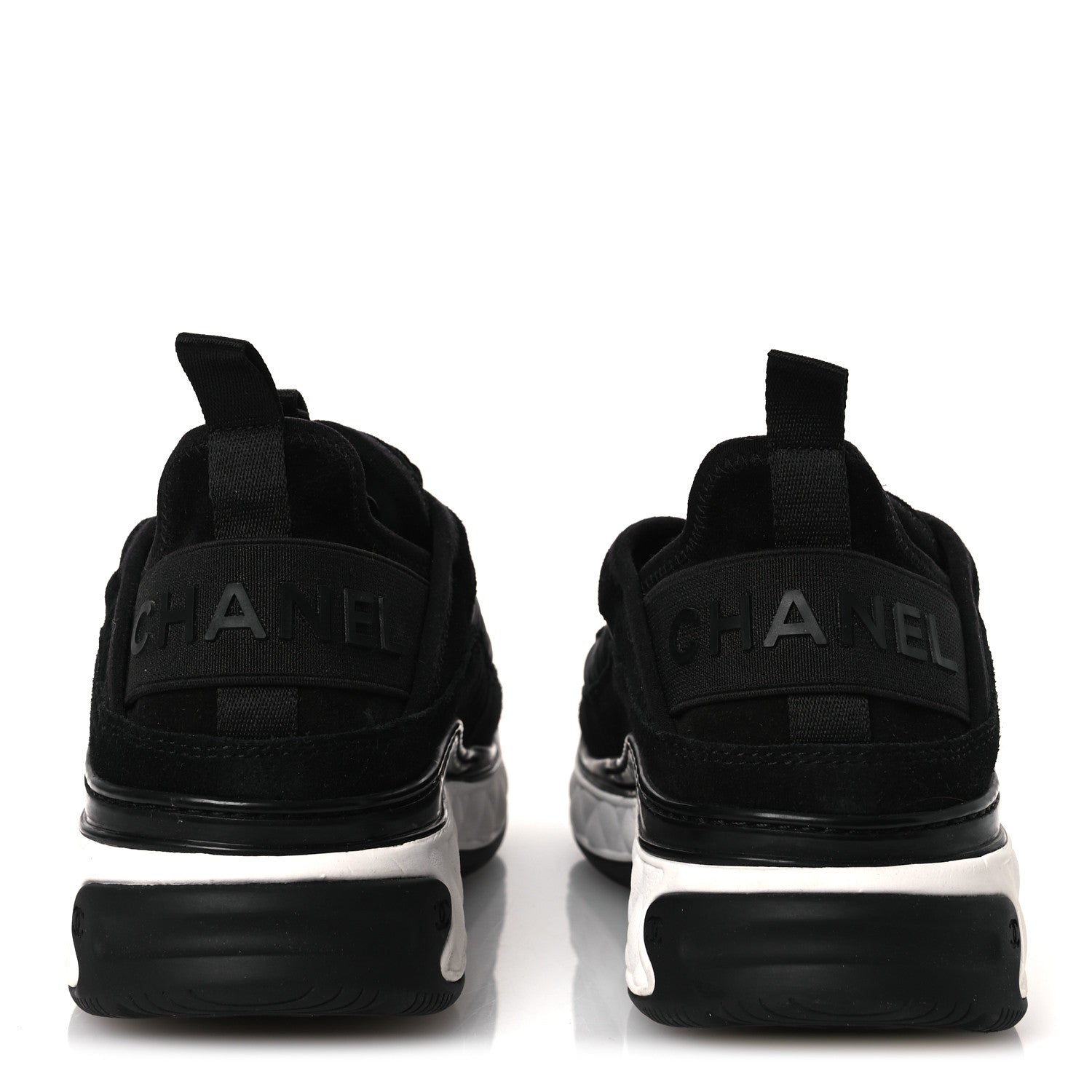Chanel Velvet Calfskin Mixed Fibers CC Sneakers 37 Black