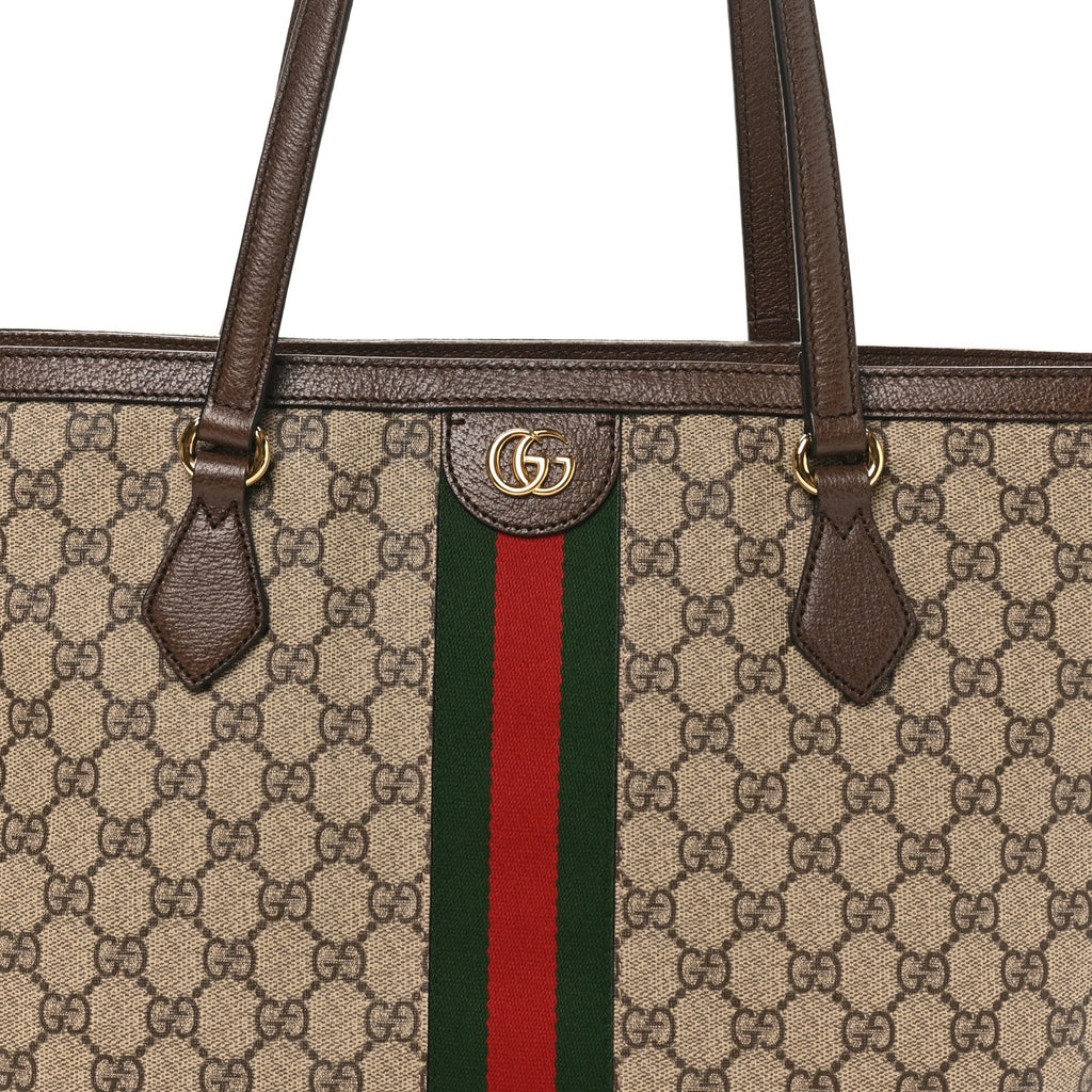 Gucci GG Supreme Monogram Medium Ophidia Shopping Tote Brown