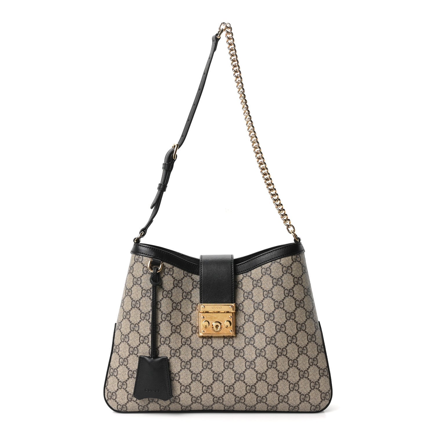 Gucci GG Supreme Monogram Medium Padlock Shoulder Bag Black