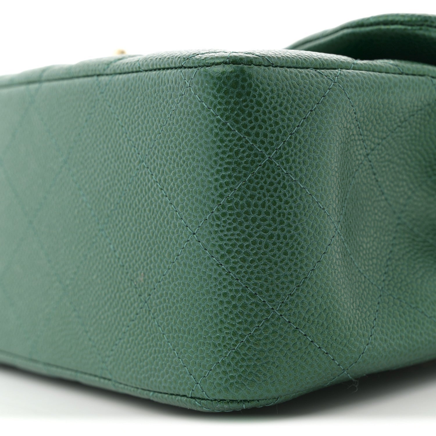 Chanel Metallic Caviar Quilted Jumbo Double Flap Green