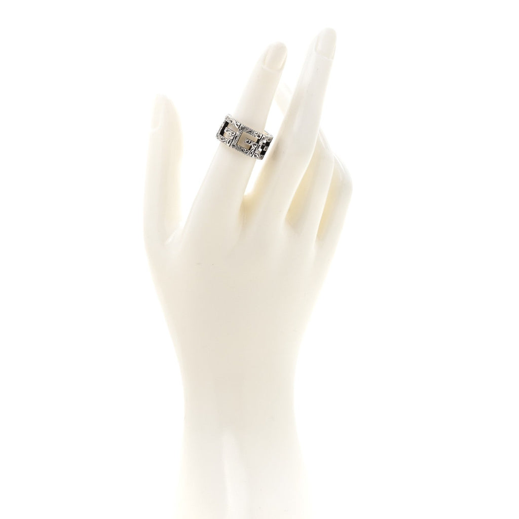Gucci Sterling Silver Wide Square G Band Ring 53 6.5