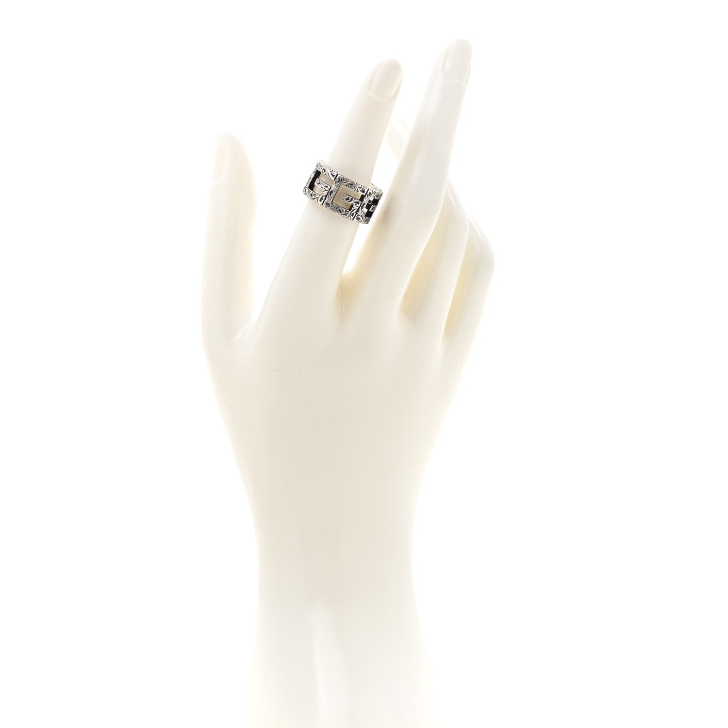Gucci Sterling Silver Wide Square G Band Ring 53 6.5