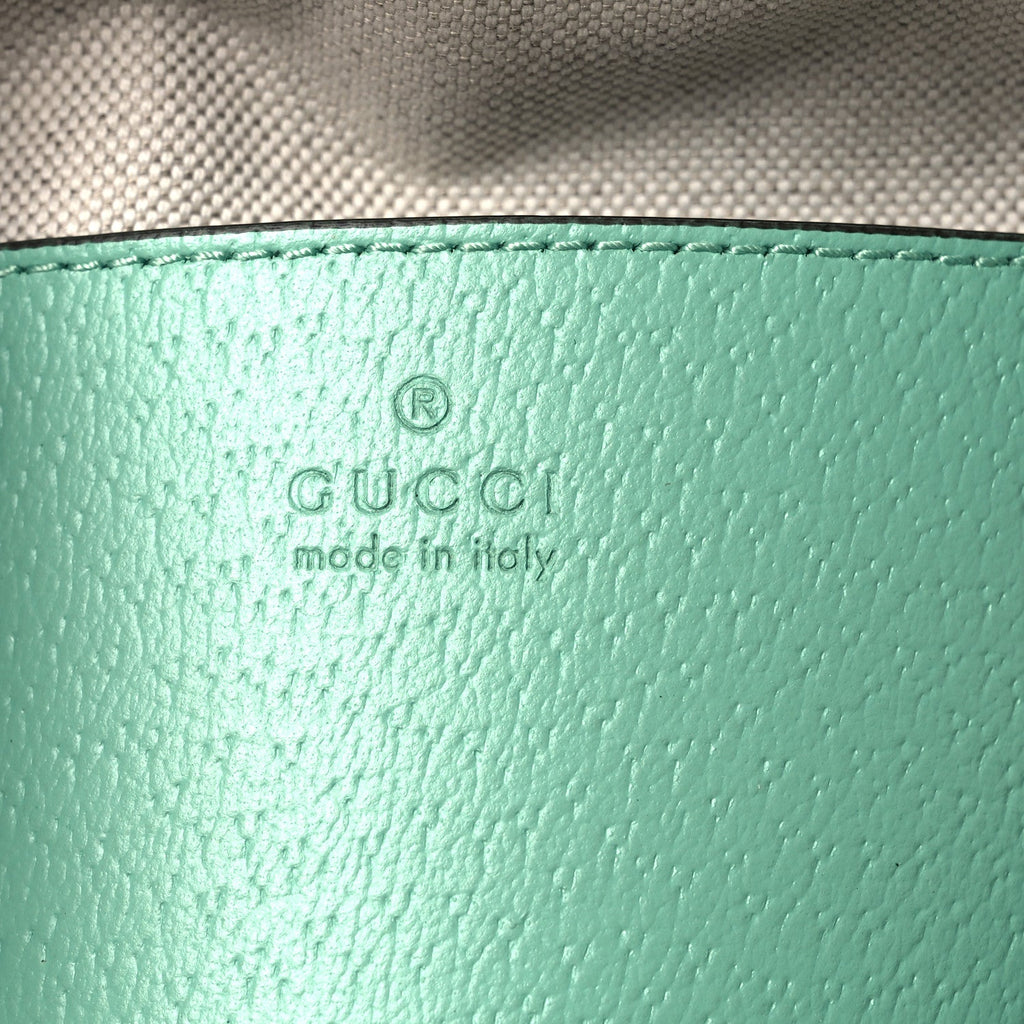 Gucci Monogram Jumbo GG Textured Dollar Calfskin Small Ophidia Dome Shoulder Bag Beige Pepperlight Mint