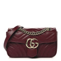 Gucci Calfskin Matelasse Small GG Marmont Shoulder Bag Rosso Ancora