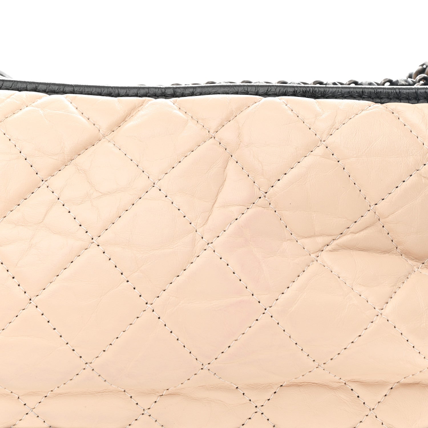 Chanel Aged Calfskin Quilted Medium Gabrielle Hobo Beige Black