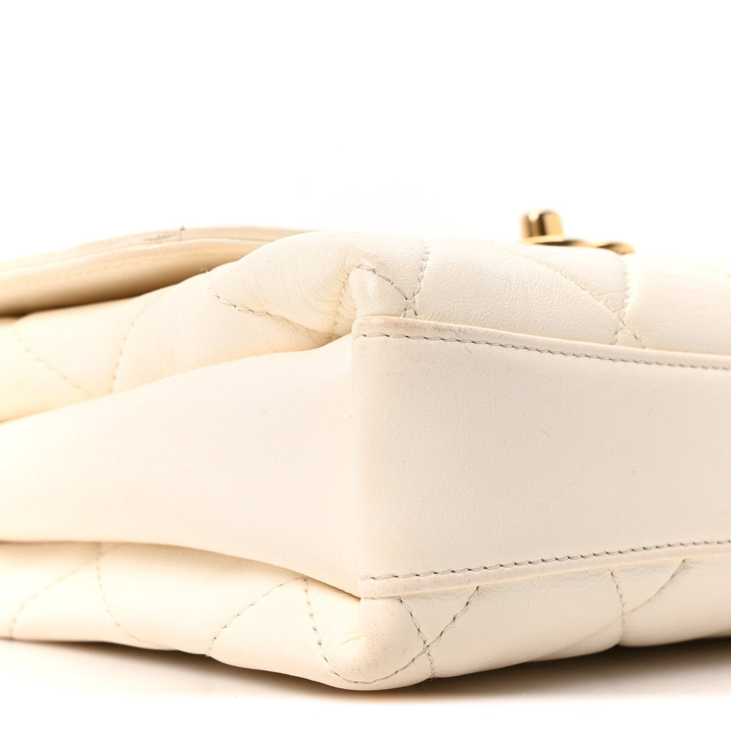 Chanel Lambskin Quilted Small CC Crystal Logo Chain Flap White