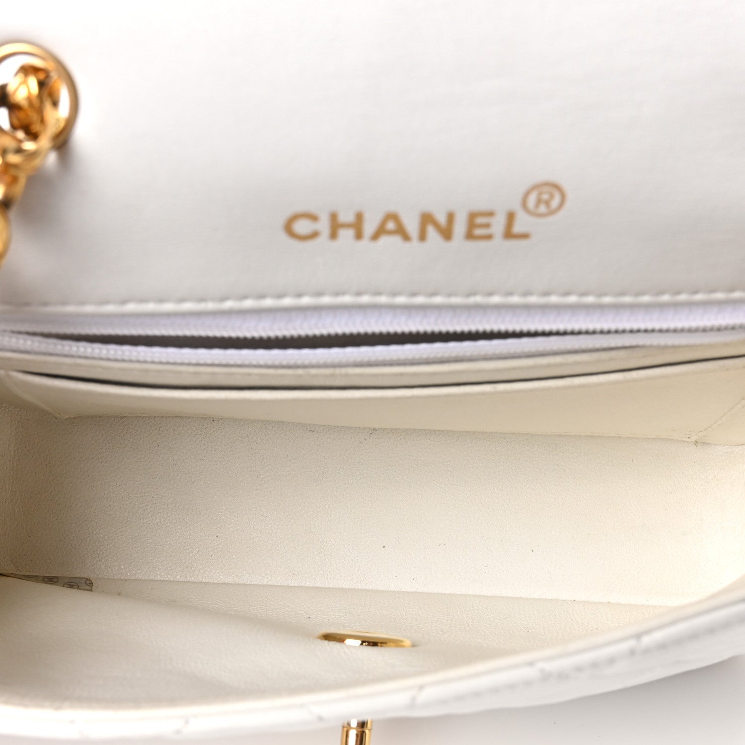 Chanel Lambskin Quilted Mini Flap Bag White
