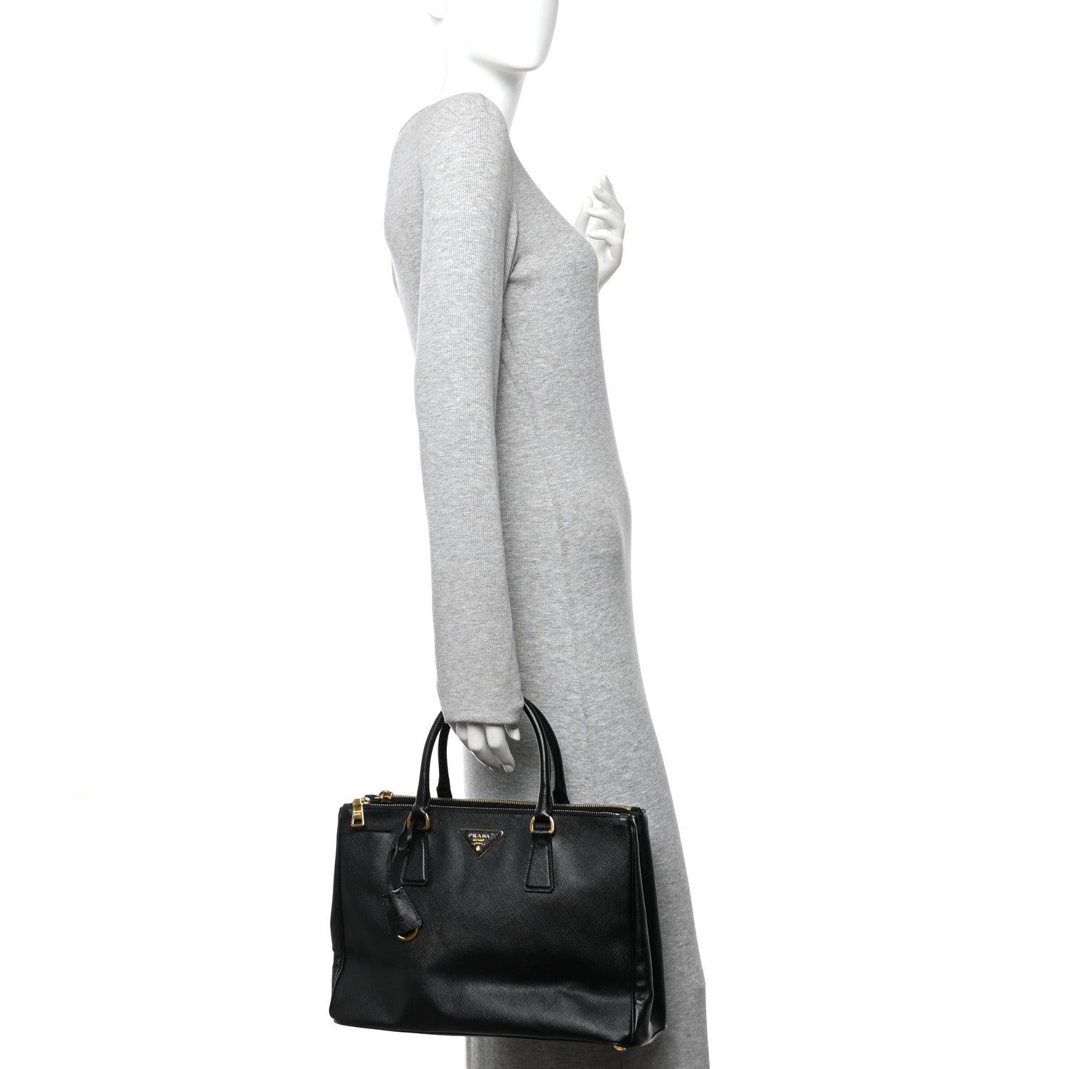 Prada Saffiano Medium Galleria Double Zip Tote Black