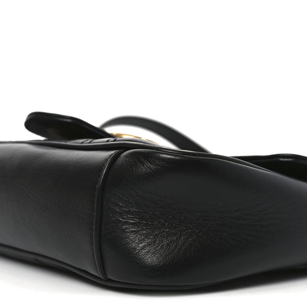 Gucci Calfskin Matelasse Mini GG Marmont Shoulder Bag Black