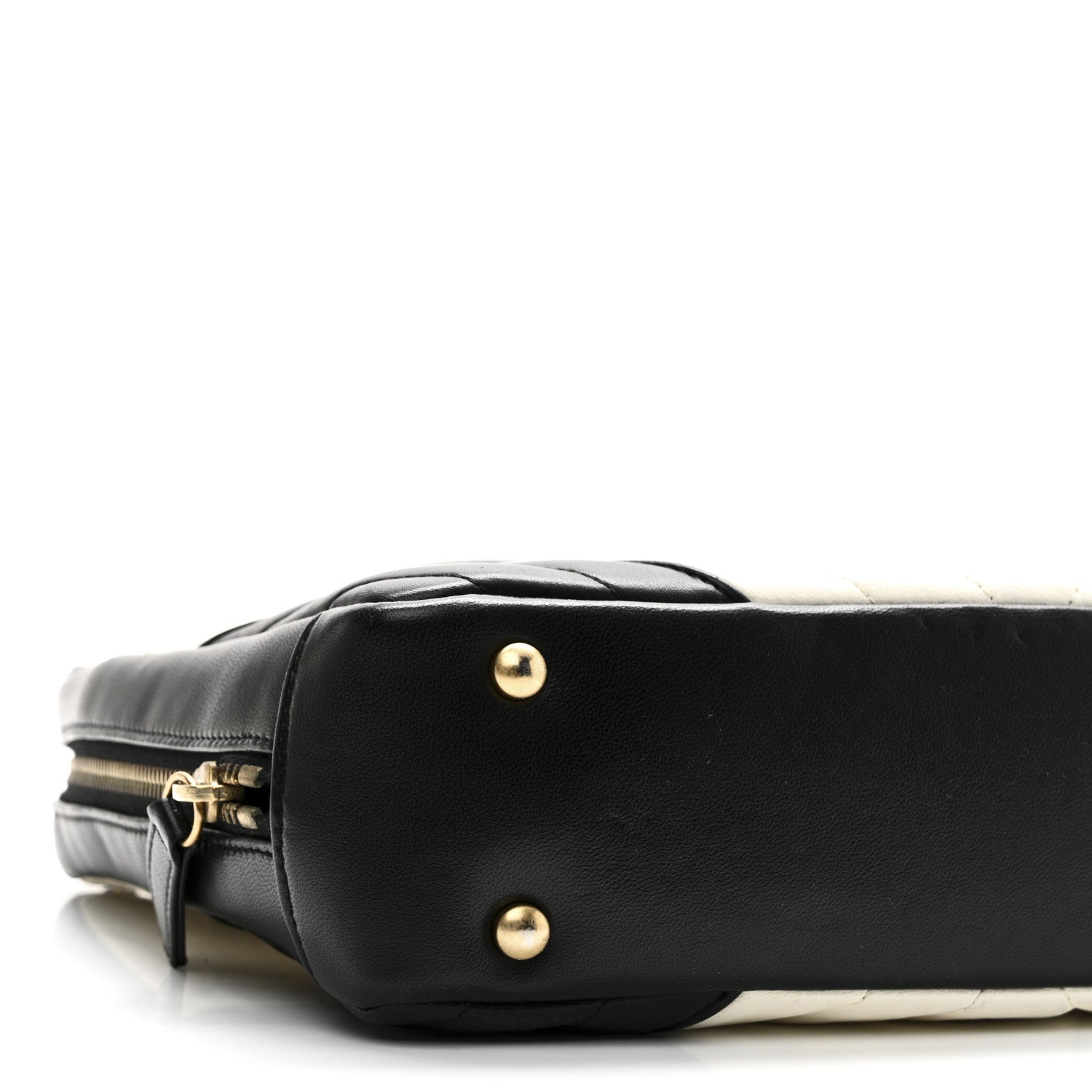 Chanel Lambskin Chevron Quilted Camera Case Black White