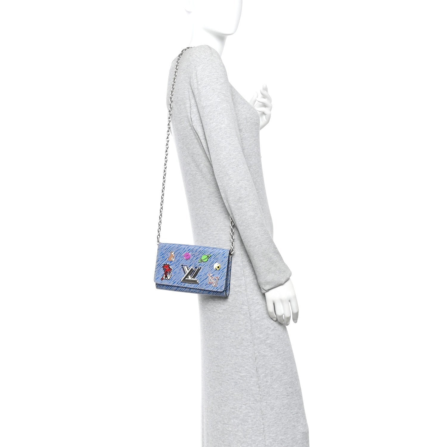 Louis Vuitton Epi Pins Twist Chain Wallet Denim Light