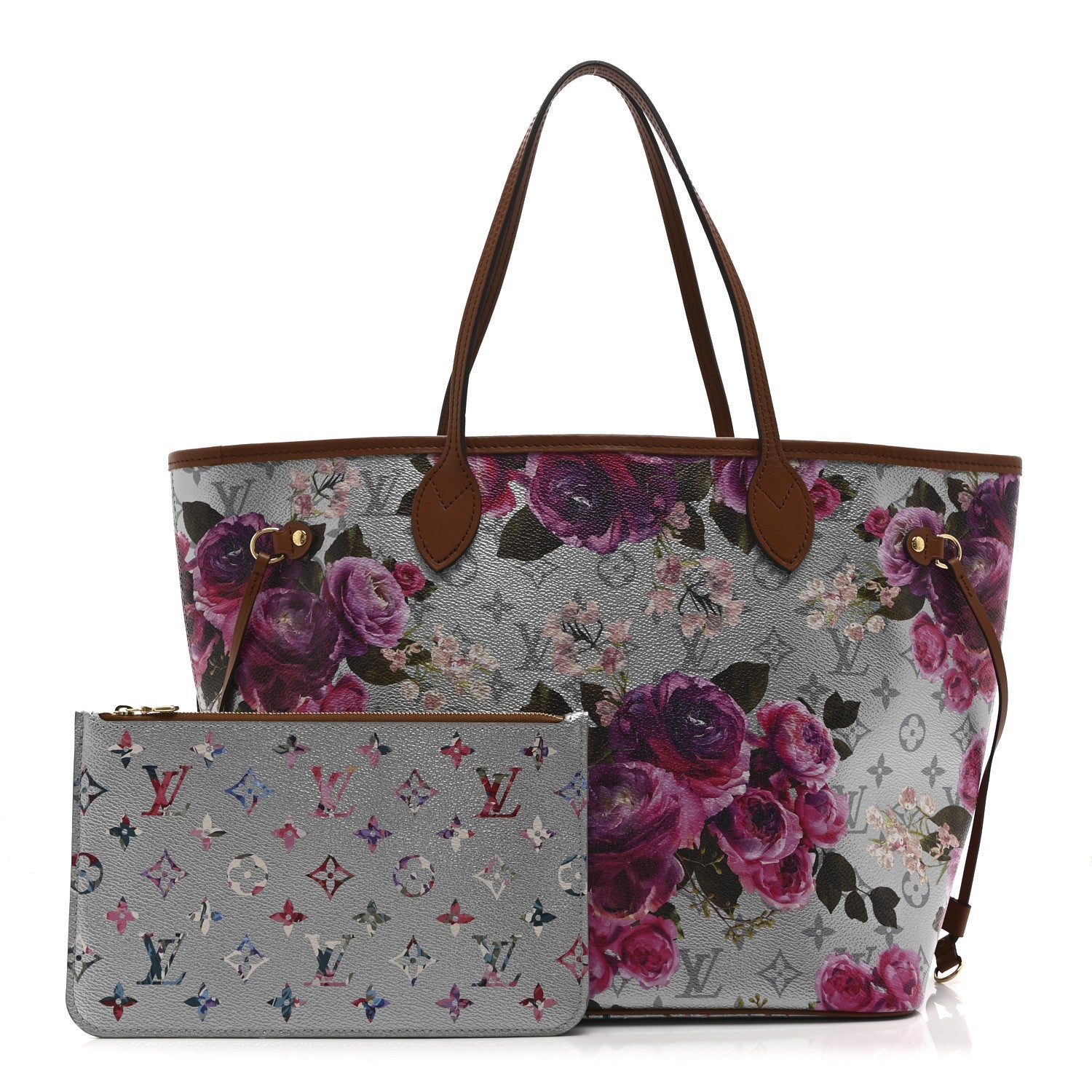 Louis Vuitton Metallic Monogram LV Garden Neverfull MM  Silver