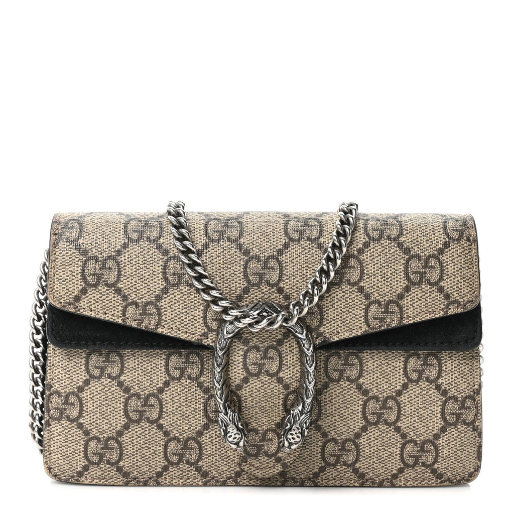 Gucci GG Supreme Monogram Super Mini Dionysus Shoulder Bag Black