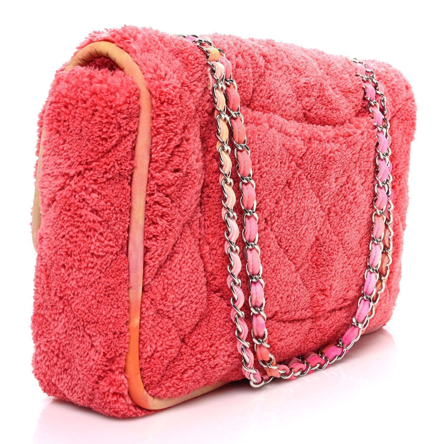 Chanel Mixed Fibers Quilted Large Flap Bag Coral