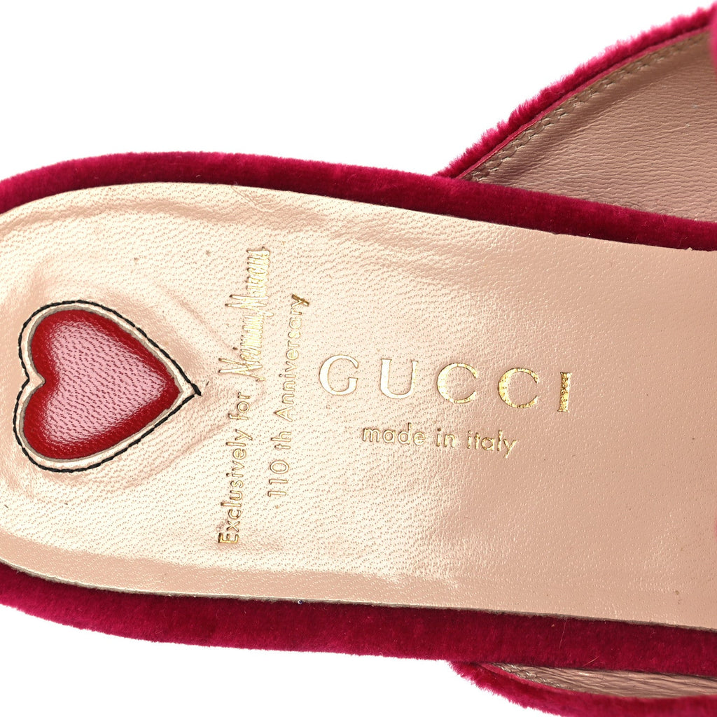 Gucci Velvet Panther Embroidered Womens Princetown Slippers 38 Raspberry Sherbet