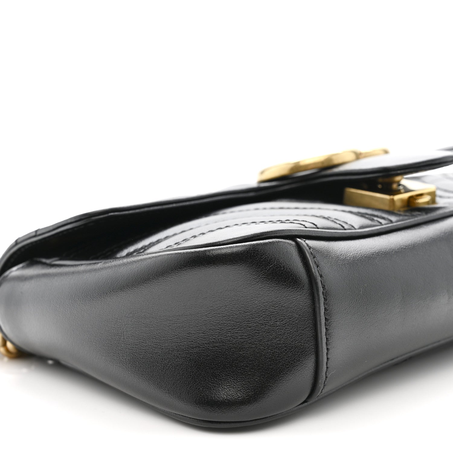 Gucci Calfskin Matelasse Mini GG Marmont Shoulder Bag Black