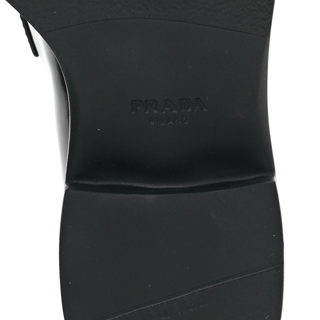 Prada Spazzolato Metal Triangle Logo 50mm Loafers 35 Cordovan