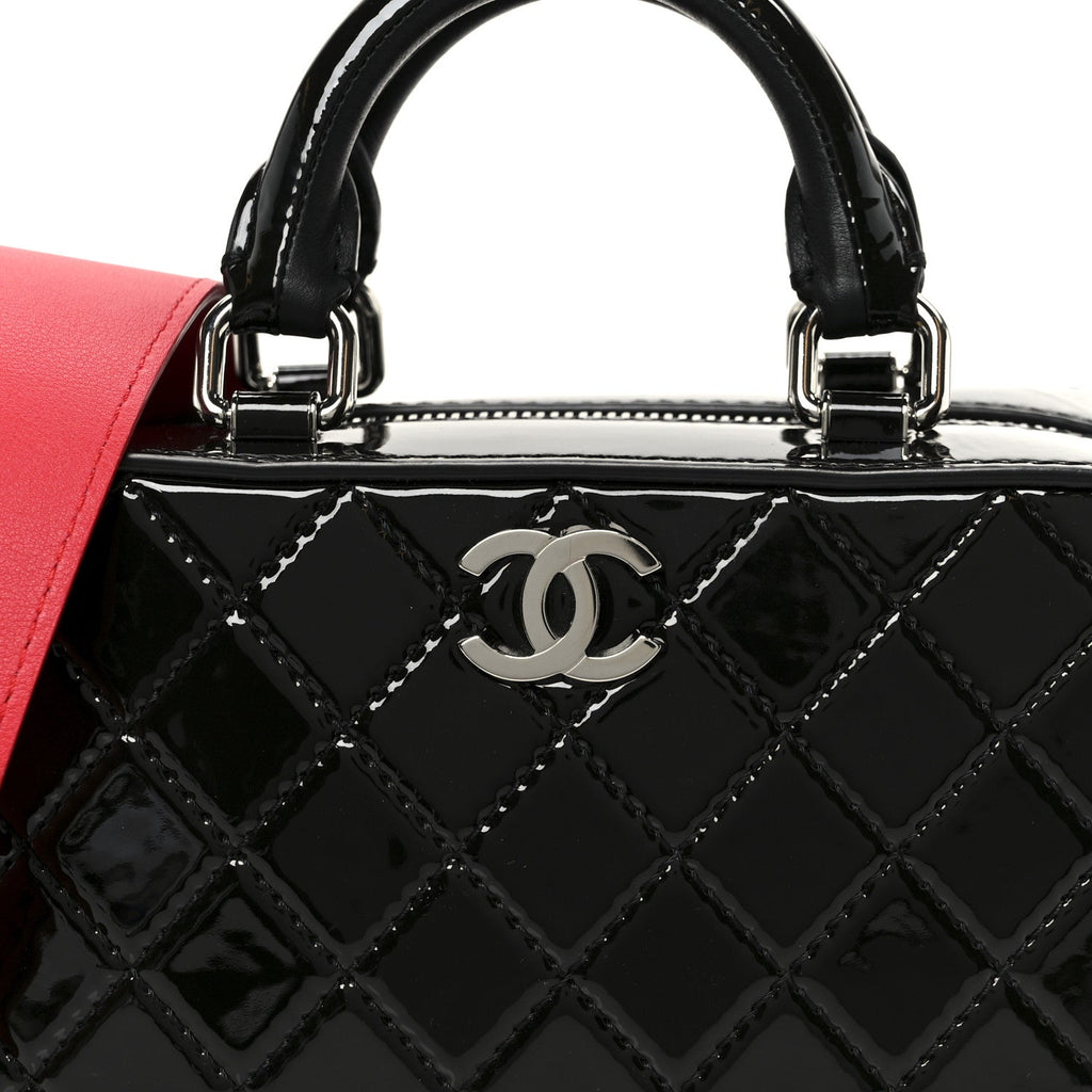 Chanel Patent Quilted Travel Kit Vanity Case Black