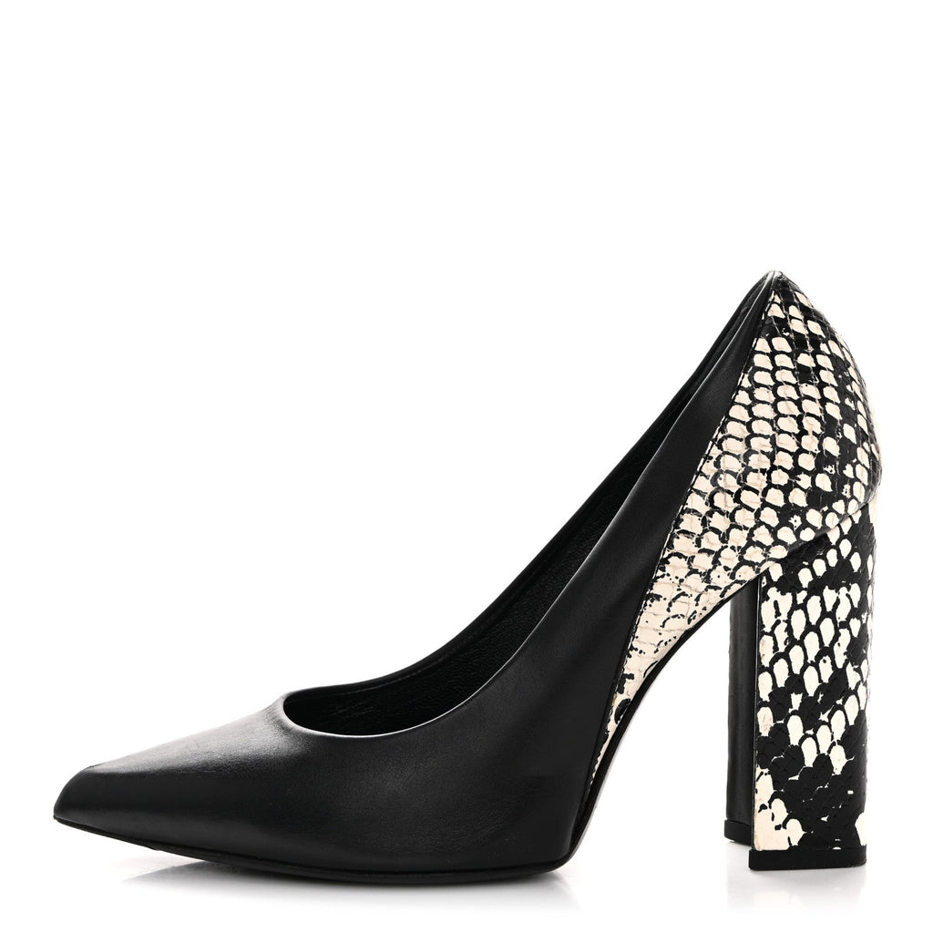 Louis Vuitton Calfskin Snakeskin Embossed Matchmake Pumps 35 Black White