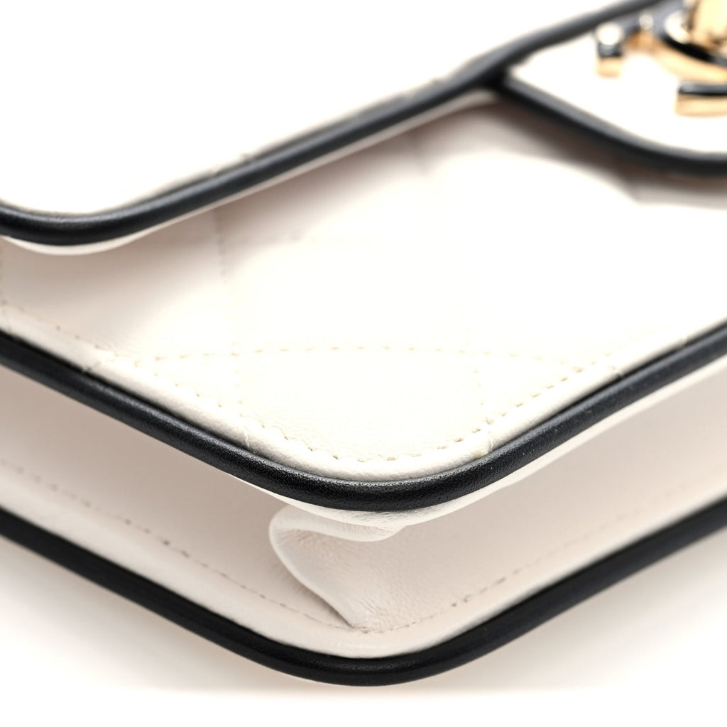 Chanel Lambskin Quilted Resin CC Mini Flap Bag White Black