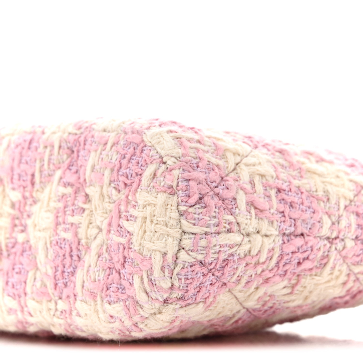 Chanel Tweed Quilted Mini Clutch With Chain Pink