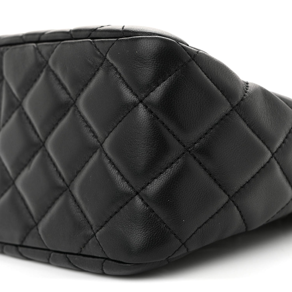 Chanel Lambskin Quilted Small Pearl Crush Hobo Black