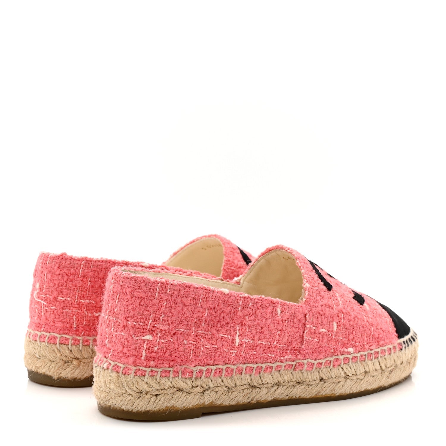 Chanel Tweed Grosgrain CC Espadrilles 35 Pink