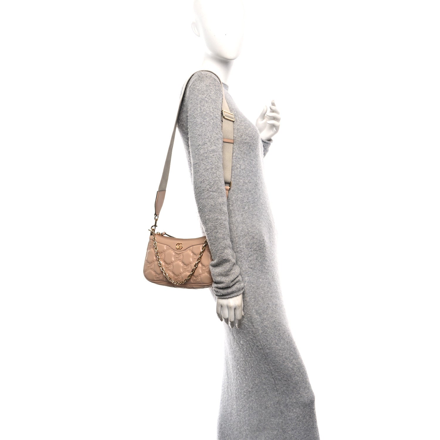 Gucci Calfskin GG Matelasse Chain Handbag Porcelain Rose