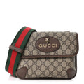 Gucci GG Supreme Monogram Web Small Neo Vintage Double Flap Messenger Bag Beige New Acero