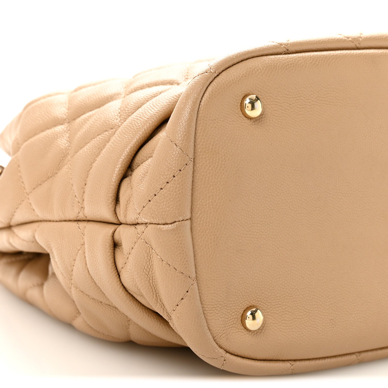 Chanel Caviar Quilted Large Rolled Up Bucket Drawstring Bag Beige