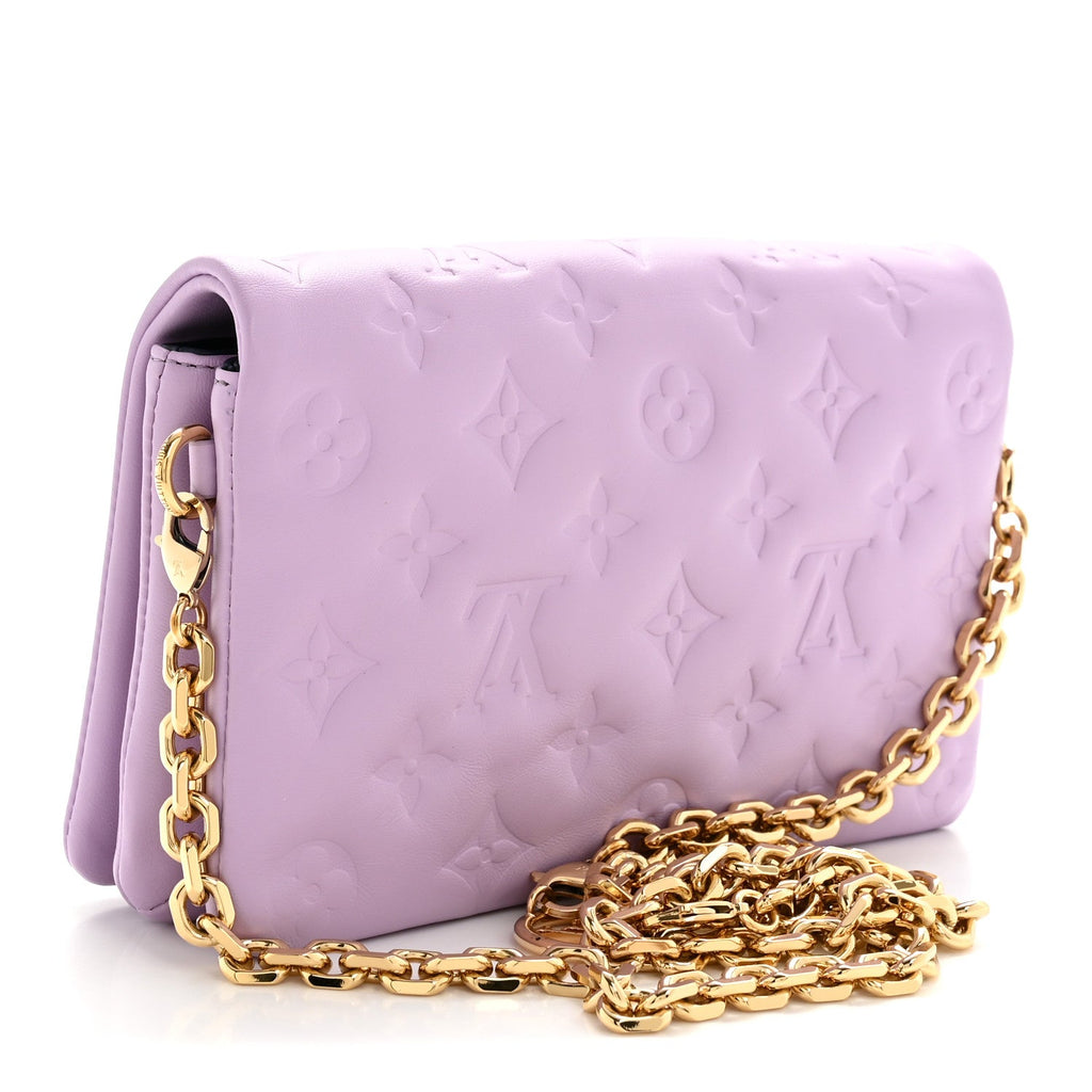 Louis Vuitton Lambskin Embossed Monogram Pochette Coussin Parme