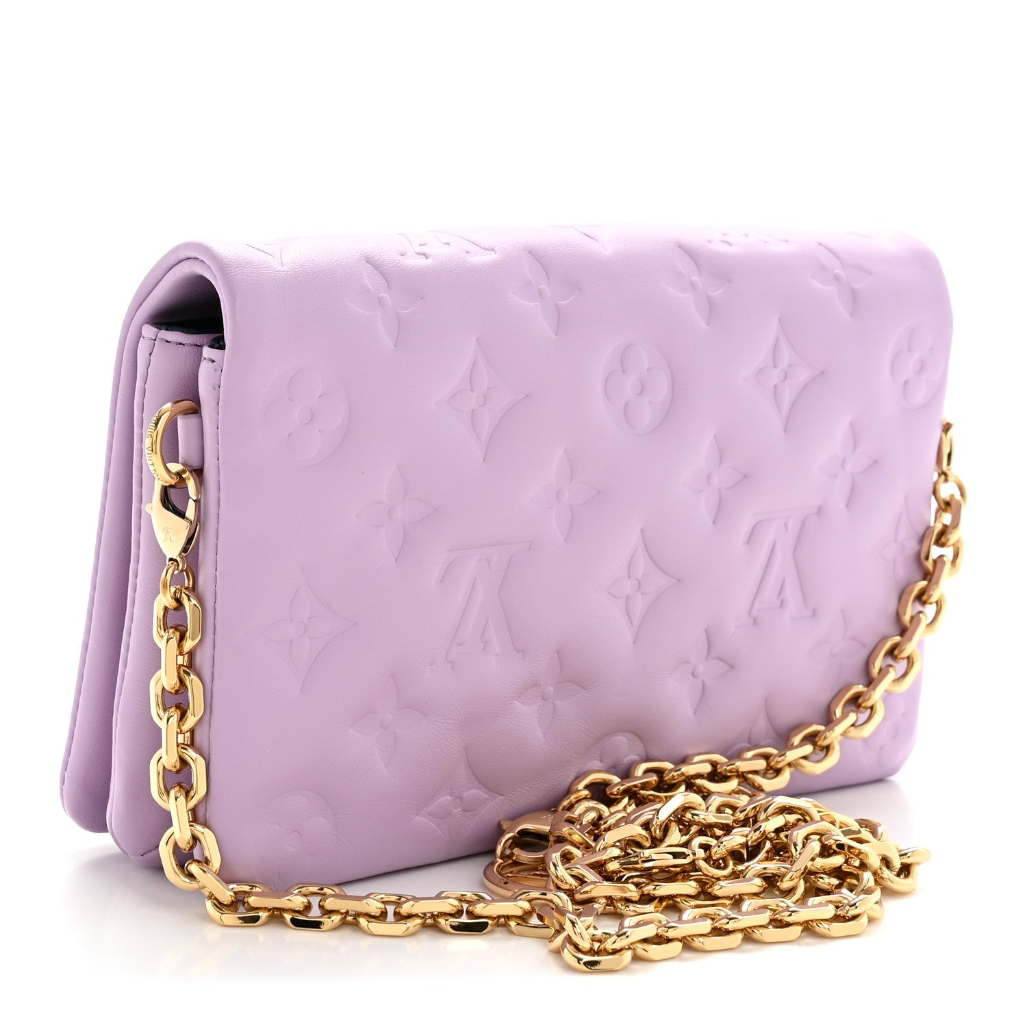 Louis Vuitton Lambskin Embossed Monogram Pochette Coussin Parme