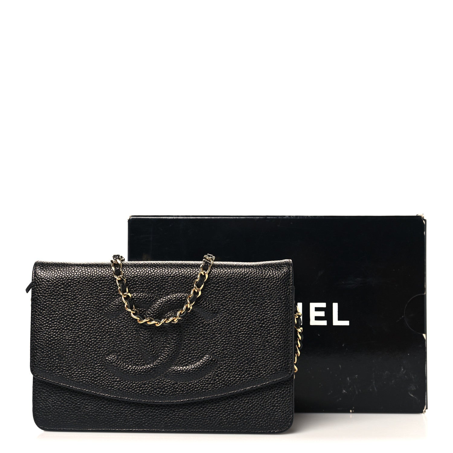 Chanel Caviar Timeless CC Wallet On Chain WOC Black