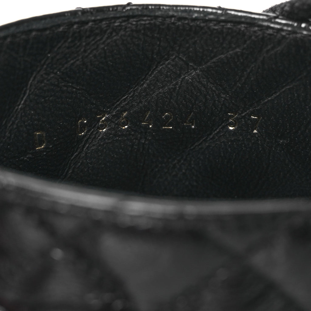 Chanel Shiny Calfskin Quilted Lace Up Combat Boots 37 Black