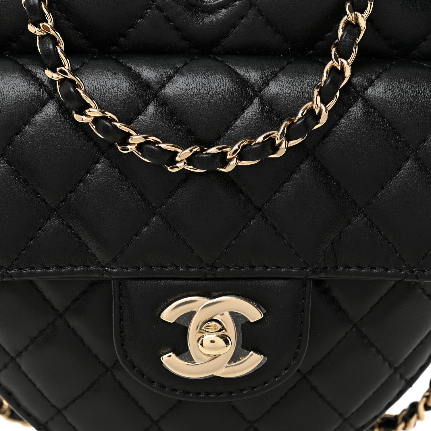 Chanel Lambskin Quilted CC In Love Heart Bag Black