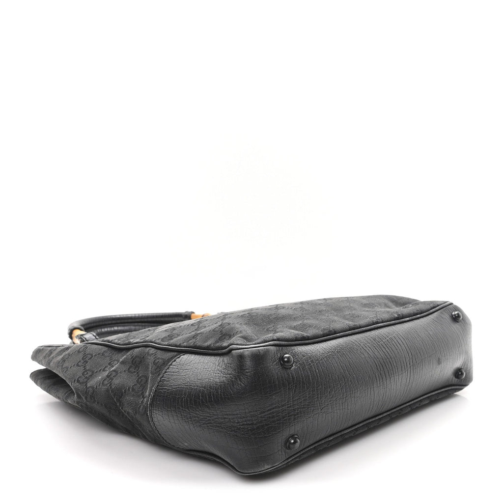 Gucci Monogram Bamboo Handle Bag Black