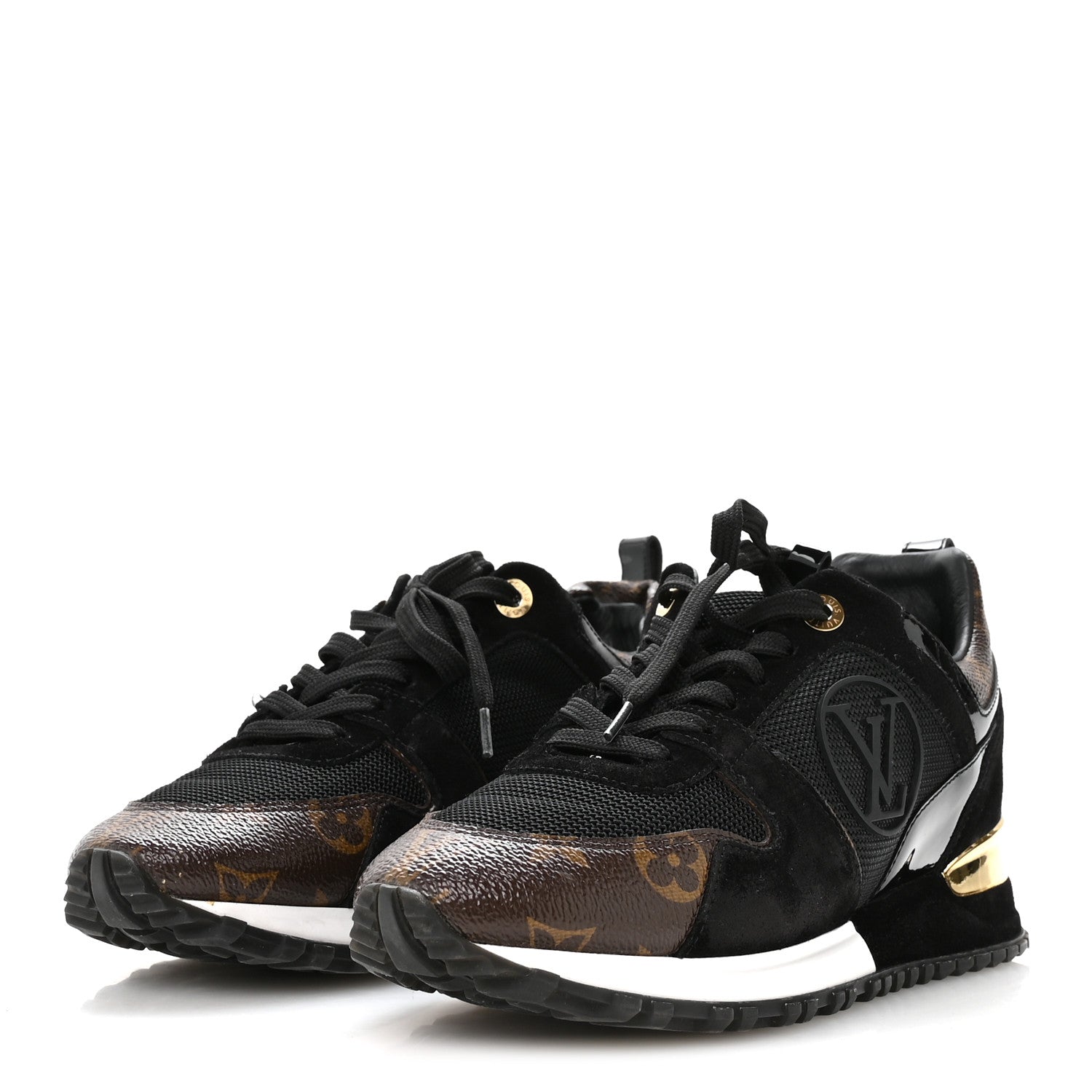 Louis Vuitton Suede Monogram Run Away Sneakers 36.5 Black