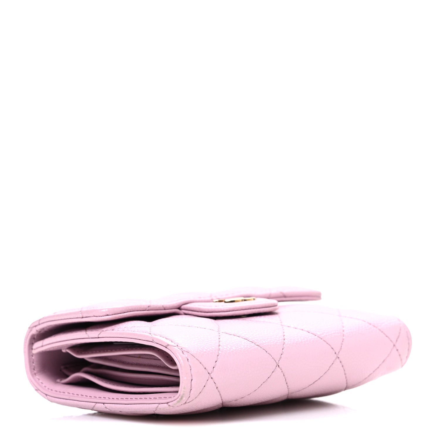 Caviar Quilted Compact Flap Wallet Light Pink