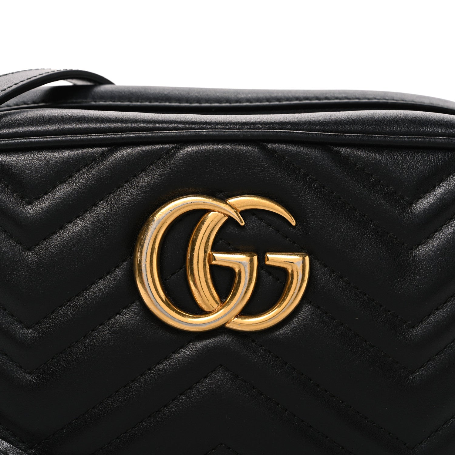 Gucci Calfskin Matelasse Small GG Marmont Chain Shoulder Bag Black