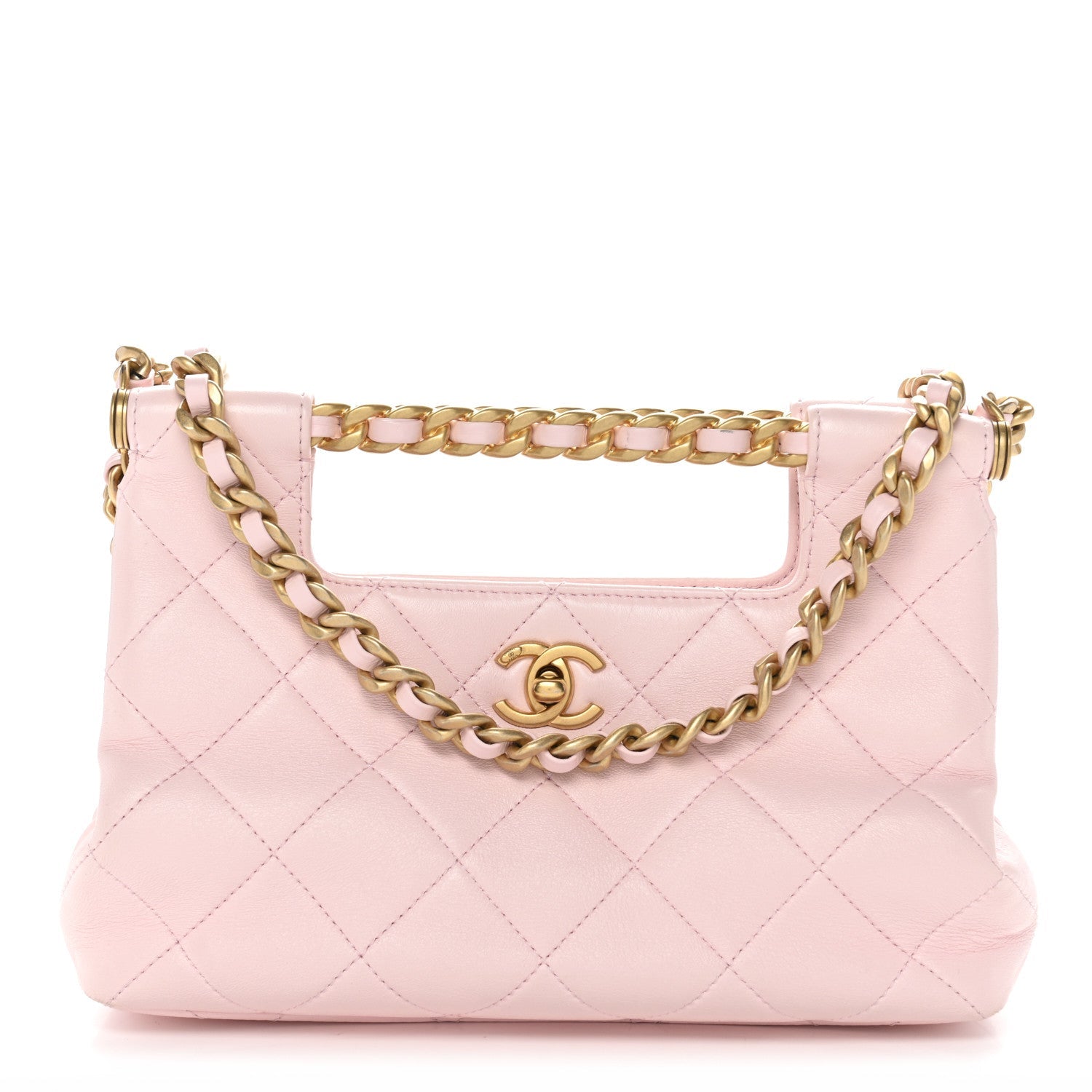 Chanel Shiny Lambskin Small Shopping Bag Light Pink