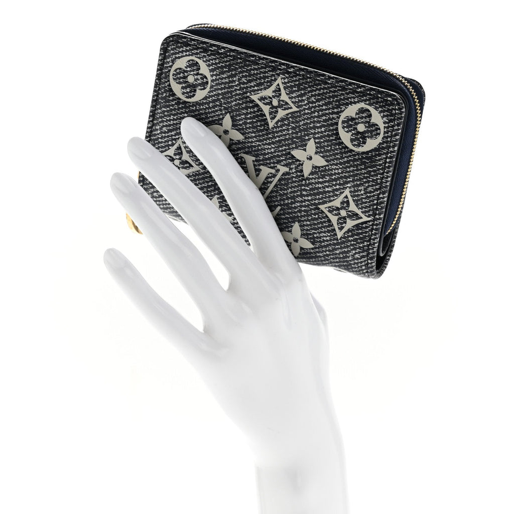 Louis Vuitton Denim Effect Lambskin Embossed Monogram Lou Coussin Wallet Navy
