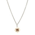 Gripoix Pearl Crystal CC Pendant Necklace Silver