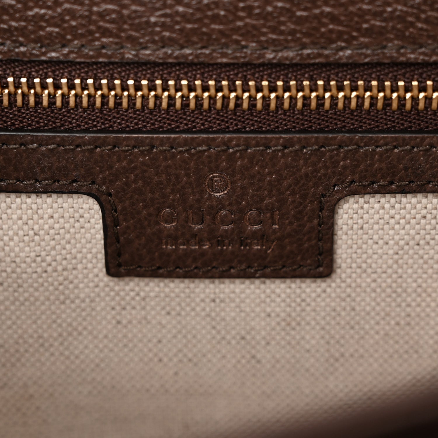 Gucci Monogram Jumbo GG Textured Dollar Calfskin Web Small Ophidia Padlock Top Handle Bag Camel Ebony New Acero
