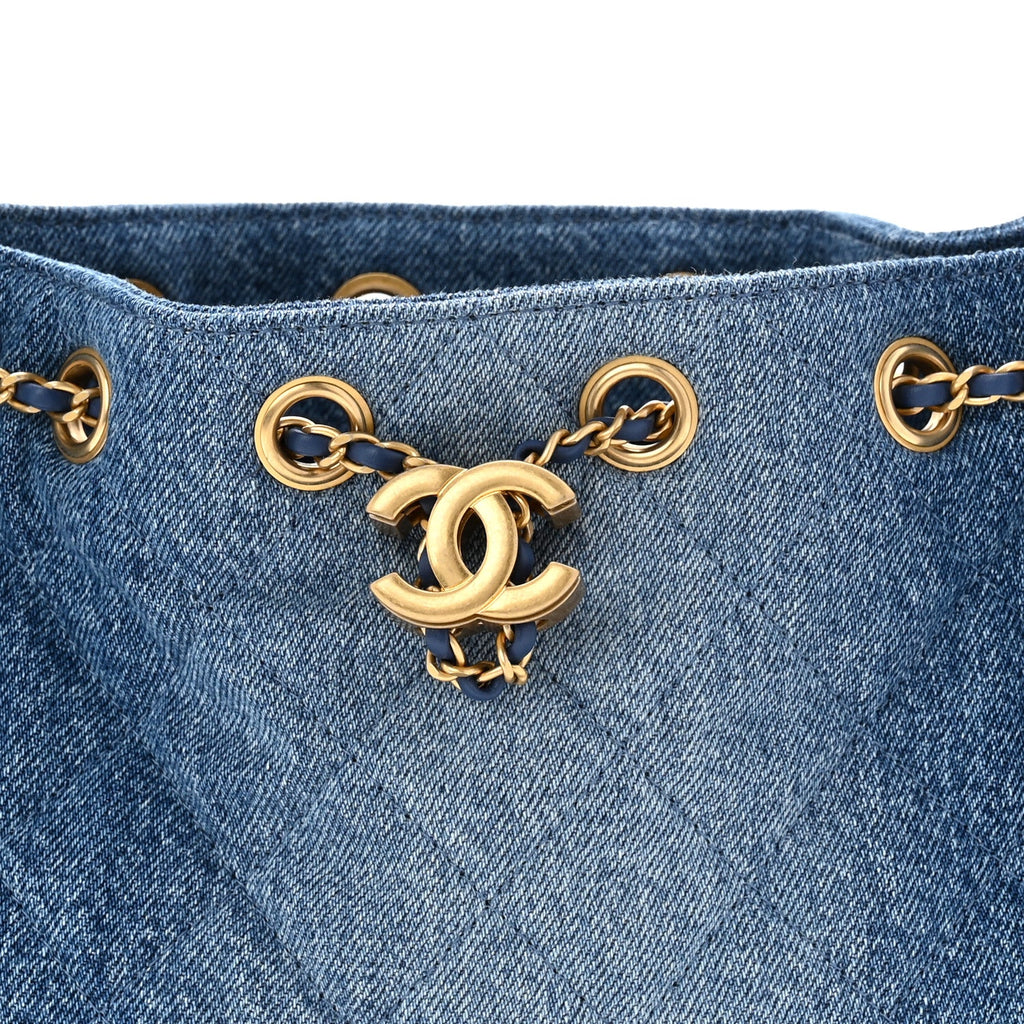 Chanel Washed Denim Quilted Mini Chanel 25 Handbag Blue