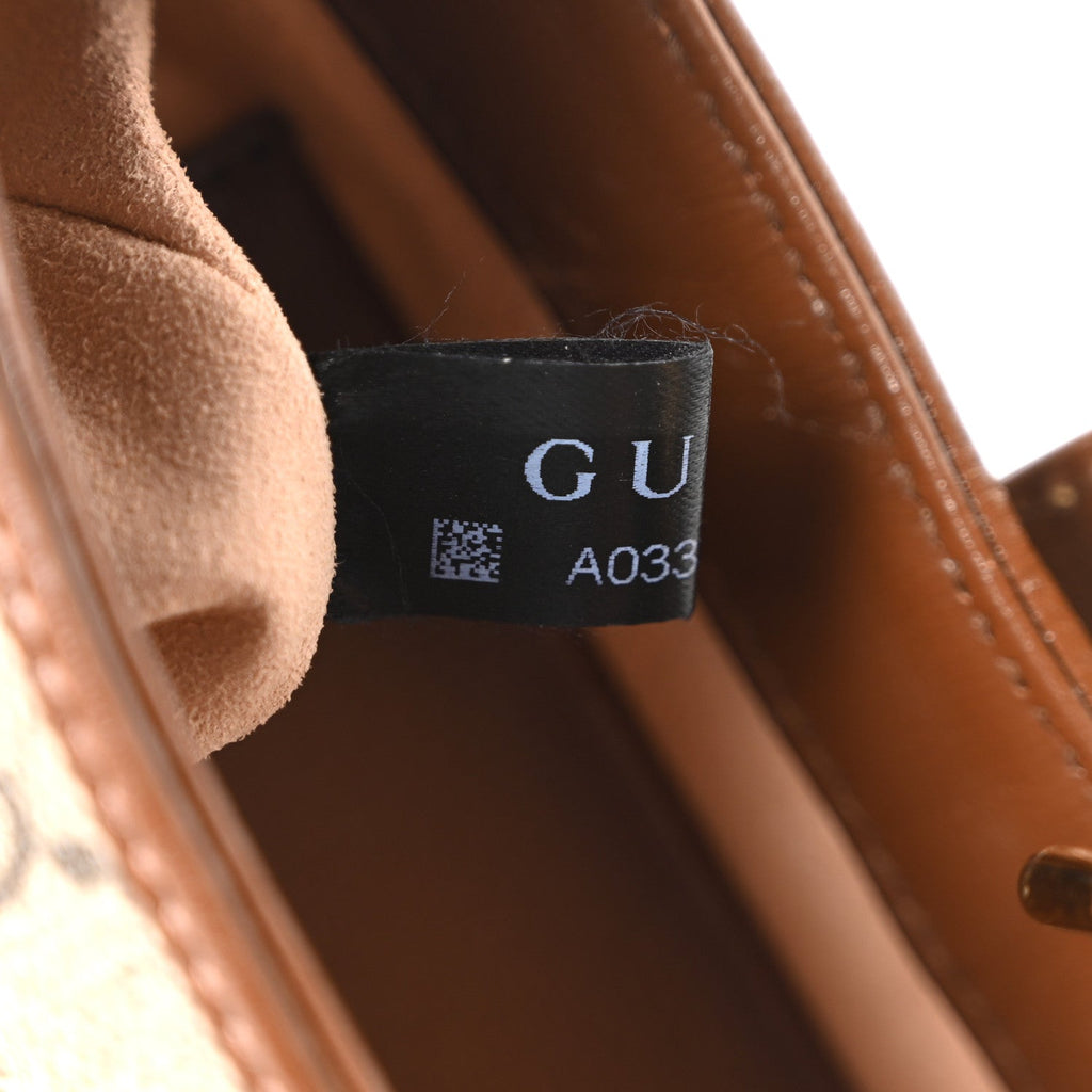 Gucci GG Supreme Monogram Azalea Calfskin Web Mini Jackie 1961 Hobo Beige Ebony Brown Sugar