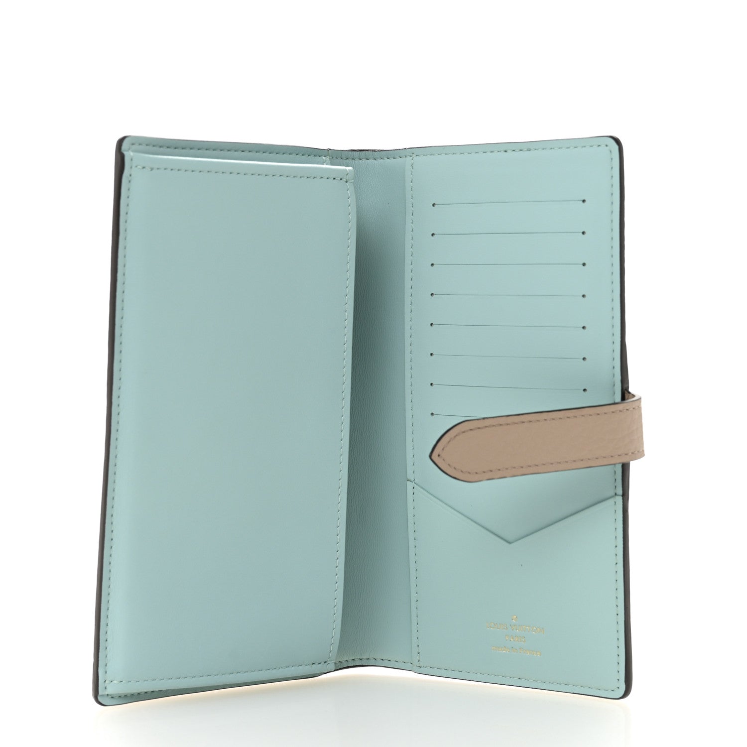 Louis Vuitton Taurillon LV Vertical Capucines Wallet Galet Aquamarine